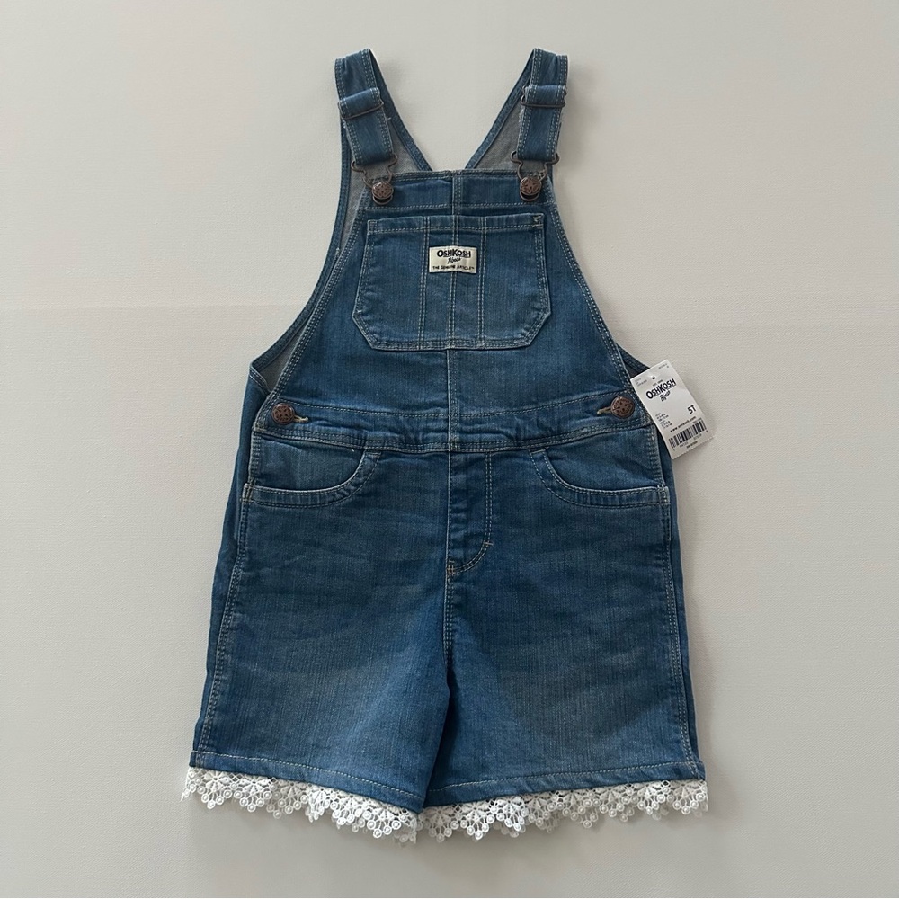 Oshkosh 2T 5T Toddler Girl Denim Shortalls Overalls NWT